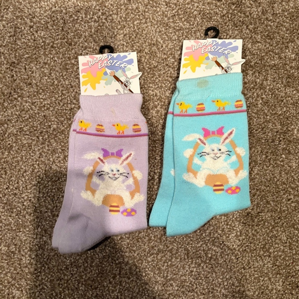 Easter Bunny Socks Set - Purple and Blue